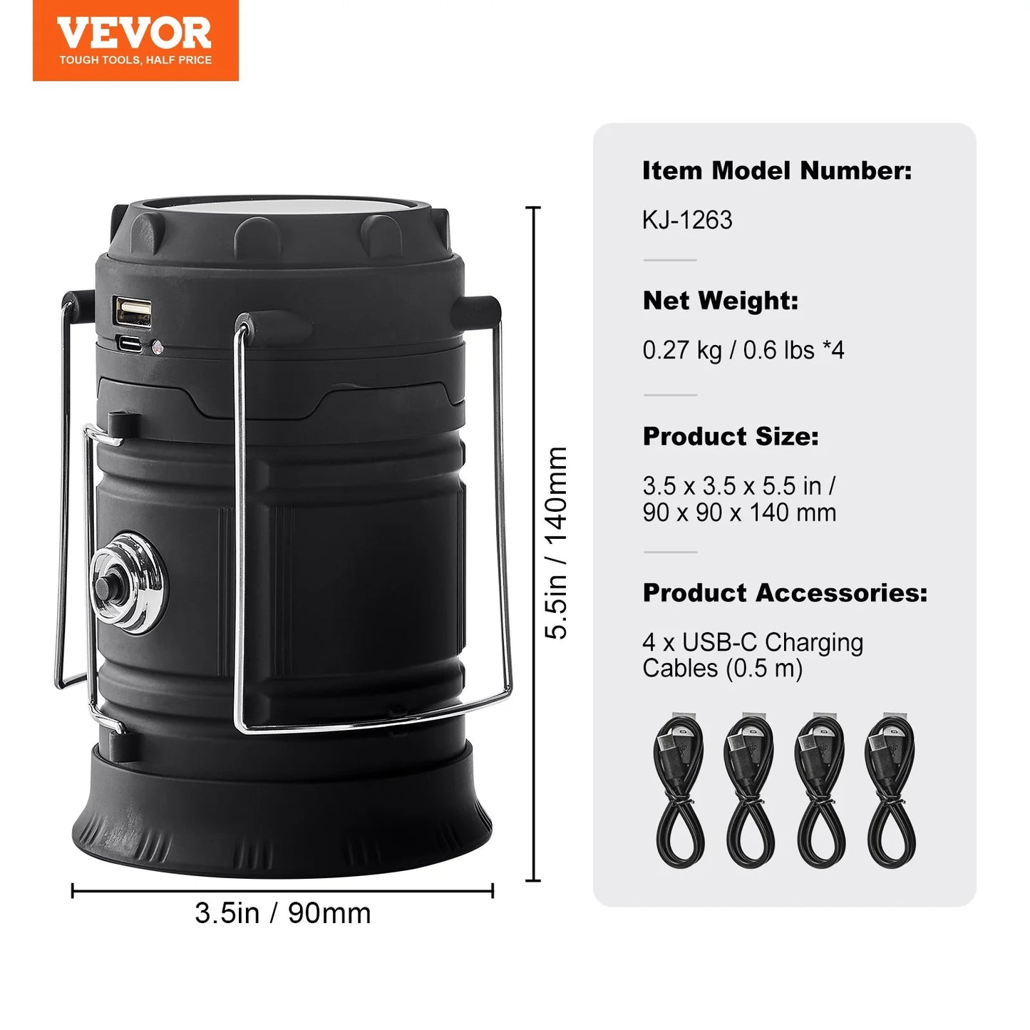 4-Pack Rechargeable LED Camping Lanterns – Portable Lights & Power Bank Function