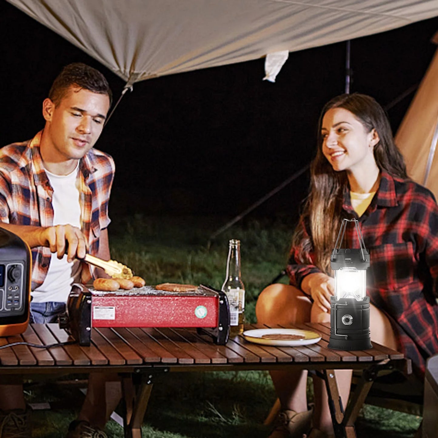 4-Pack Rechargeable LED Camping Lanterns – Portable Lights & Power Bank Function